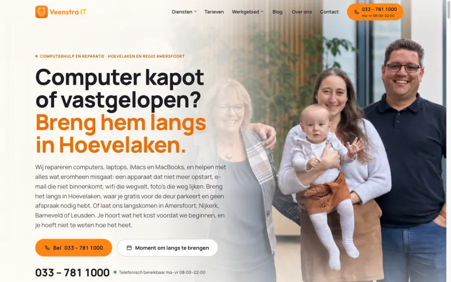 Homepage van computerhulphoevelaken.nl